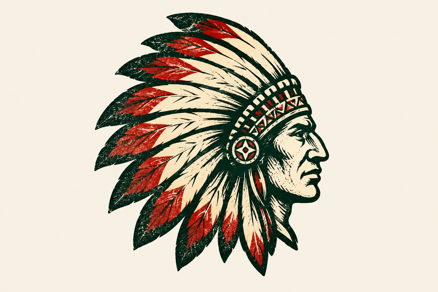 Vintage American sportsman Indian head heritage illustration
